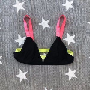 Neon + Black Bikini Top